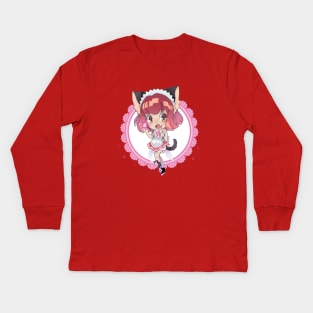 Strawberry Cat Kids Long Sleeve T-Shirt